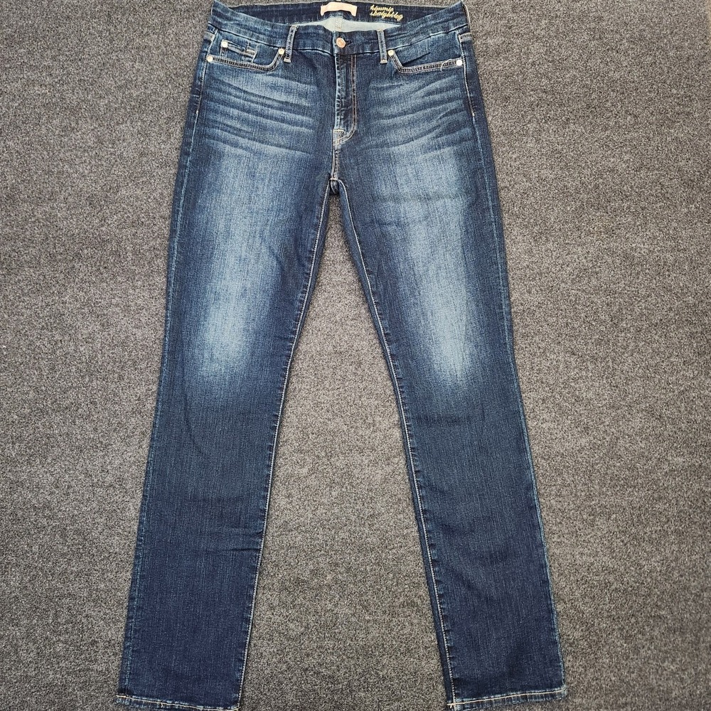 7 For All Mankind Womens 34 Kimmie Straight Leg B(air) Jeans Blue Medium Wash